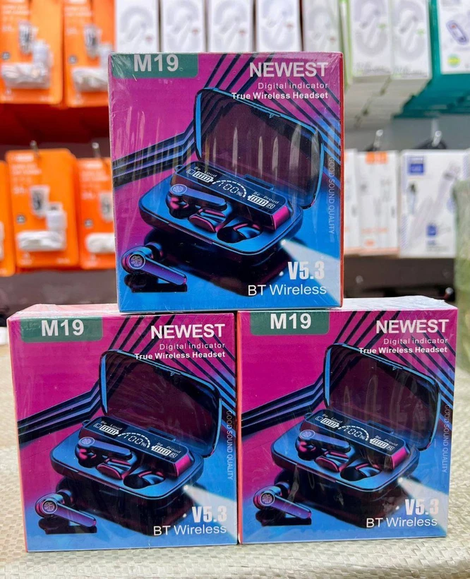 ایرپاد هدفون بی سیم قابلیت پاور بانک مدل M19 newest بسته ۲۰عددی